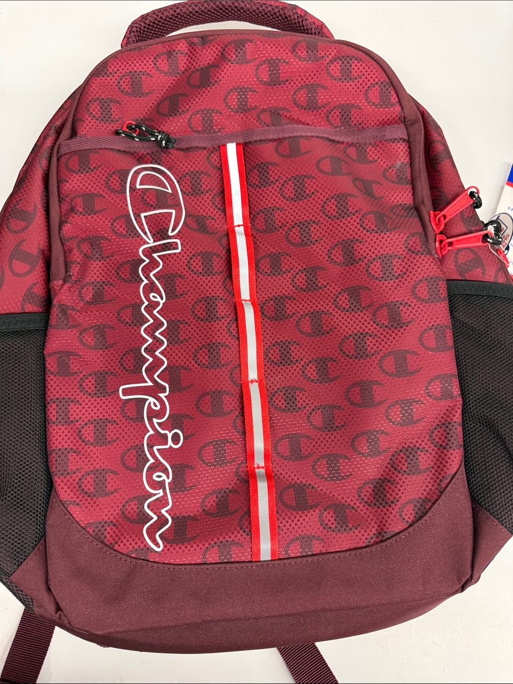 NEW Champion Logo Backpack with Vertical Stripe Laptop Sleeve